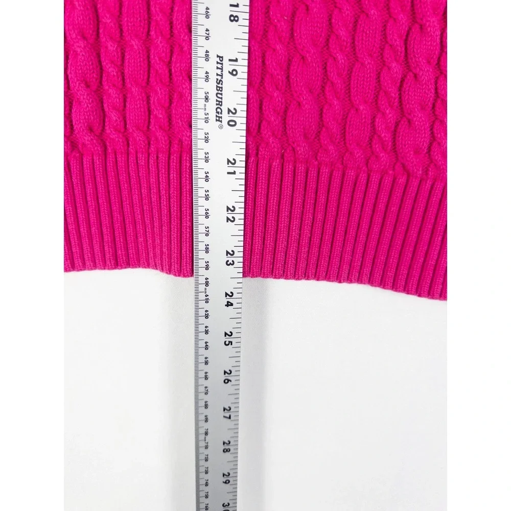 Cableknit Grandma Pullover Sweater‎ Womens XL Fuchsia Cotton Fisherman Gap